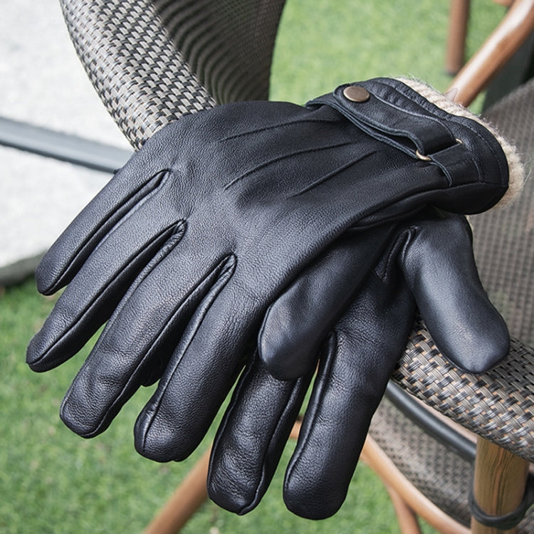 Autumn And Winter Padded Leather Gloves Business Simple Outdoor Sports Warm Gloves, Size: L