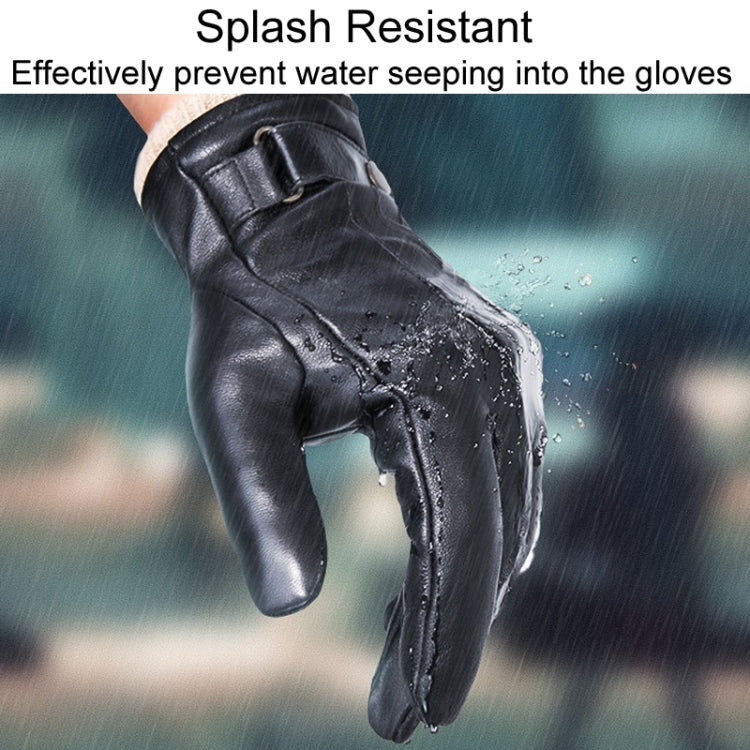 Autumn And Winter Padded Leather Gloves Business Simple Outdoor Sports Warm Gloves, Size: XL