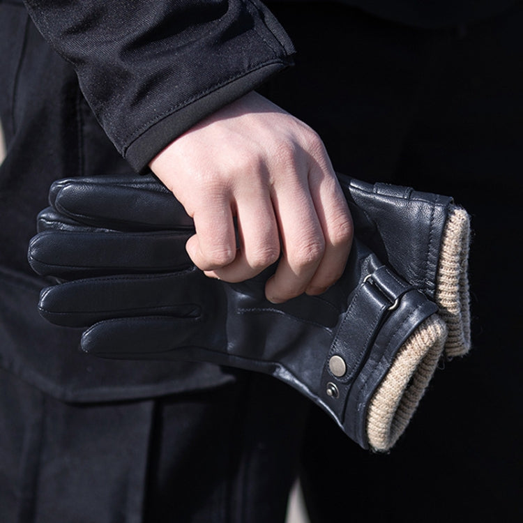 Autumn And Winter Padded Leather Gloves Business Simple Outdoor Sports Warm Gloves, Size: XL