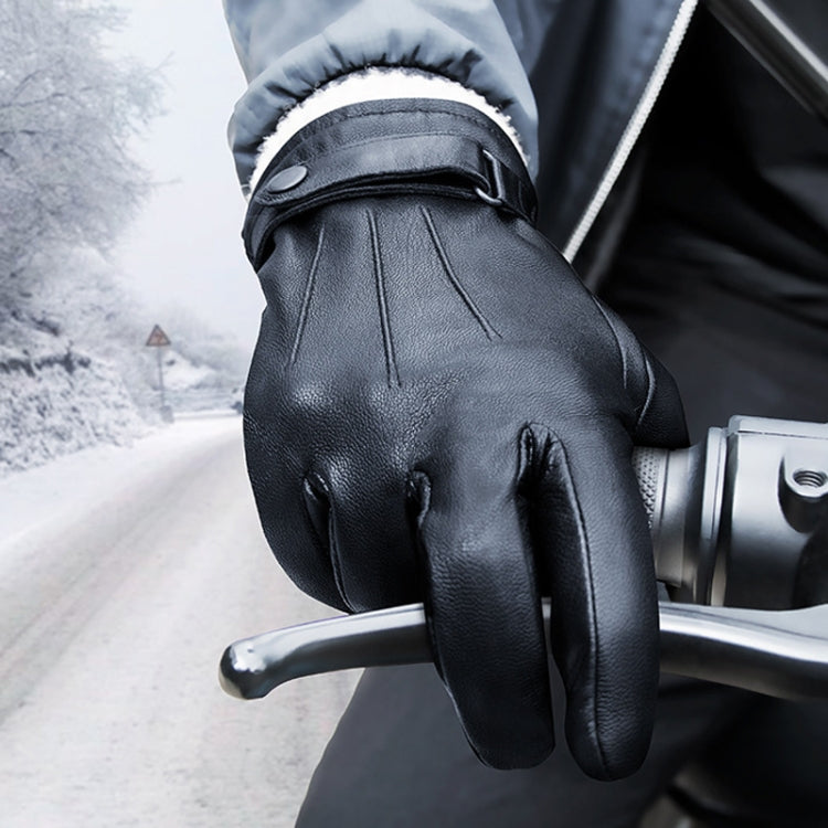 Autumn And Winter Padded Leather Gloves Business Simple Outdoor Sports Warm Gloves, Size: S