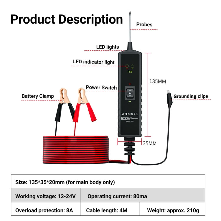 Automotive Electrical Circuit Tester System Short Circuit Tracking Positioning Diagnostic Instrument - P55
