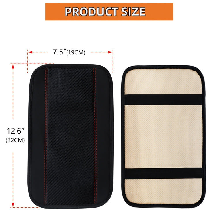 32x19cm PU Carbon Fiber Leather Central Armrest Box Cover Anti-slip Pad