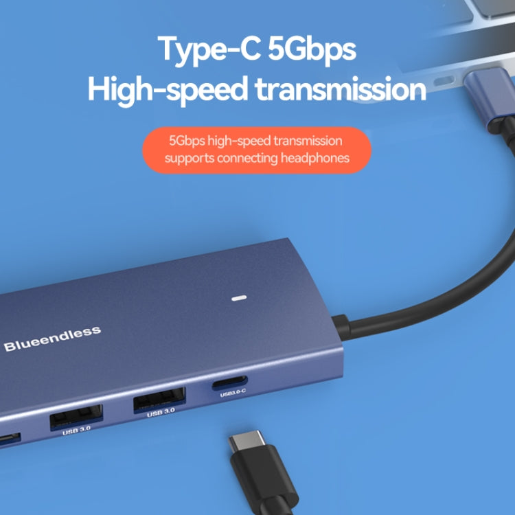 Blueendless 4K60Hz + Gigabit LAN + Data Type-C Docking Station, Spec: 9-in-1 Reading Card Gray