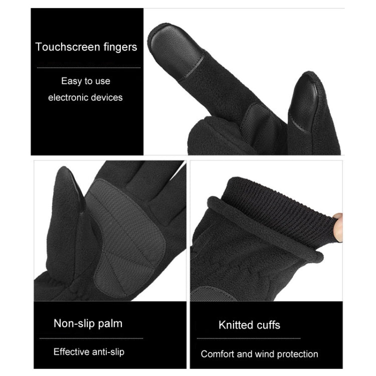 1pair Rocker Fleece Winter Warm Anti-Slip Gloves Outdoor Riding Sports Gloves, Size: L