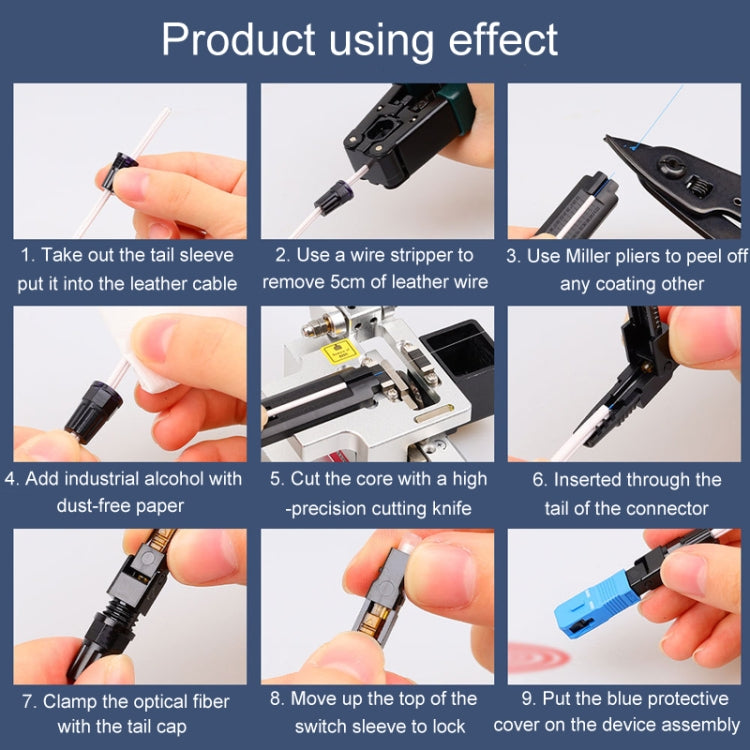 60mm 10pcs SC-UPC Telecom Grade FTTH Connector Pre-Embedded Cold Splice Coupler