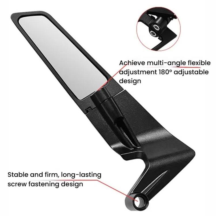 1pair Motorcycle Modification Accessories Invisible Wing Mirror Motorcycle Universal Adjustable Rearview Mirror - Black