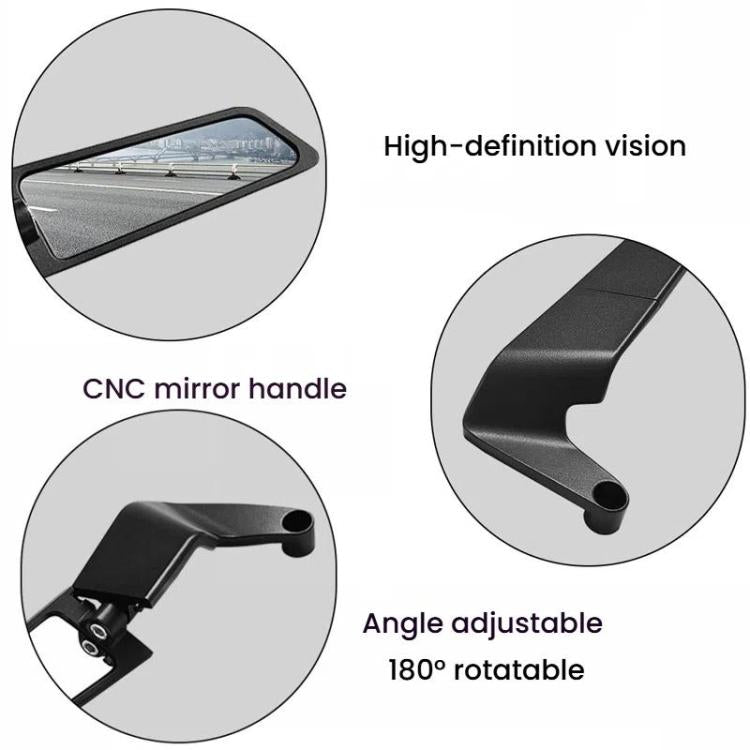 1pair Motorcycle Modification Accessories Invisible Wing Mirror Motorcycle Universal Adjustable Rearview Mirror - Black