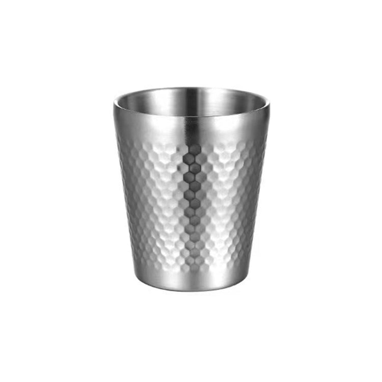 260ml 304 Stainless Steel Hammer Mug Thickened Double-Layer Restaurant Tea Cups