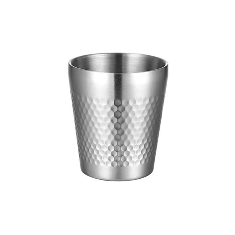 300ml 304 Stainless Steel Hammer Mug Thickened Double-Layer Restaurant Tea Cups