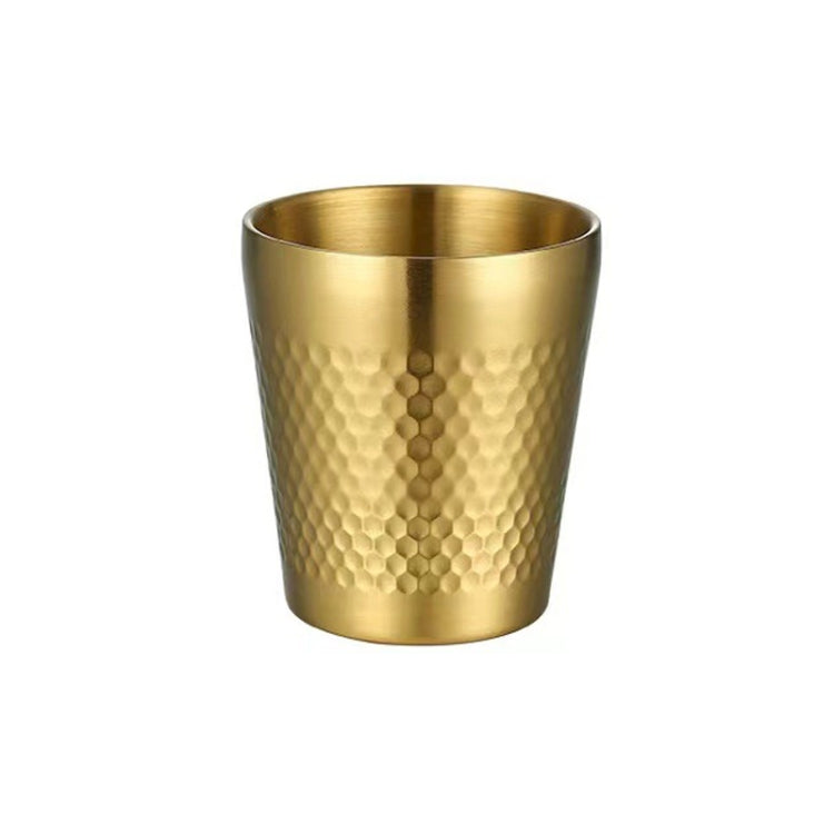 300ml 304 Stainless Steel Hammer Mug Thickened Double-Layer Restaurant Tea Cups