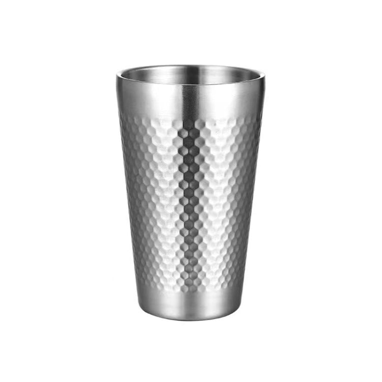 450ml 304 Stainless Steel Hammer Mug Thickened Double-Layer Restaurant Tea Cups