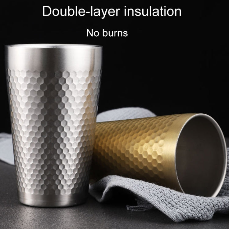 300ml 304 Stainless Steel Hammer Mug Thickened Double-Layer Restaurant Tea Cups