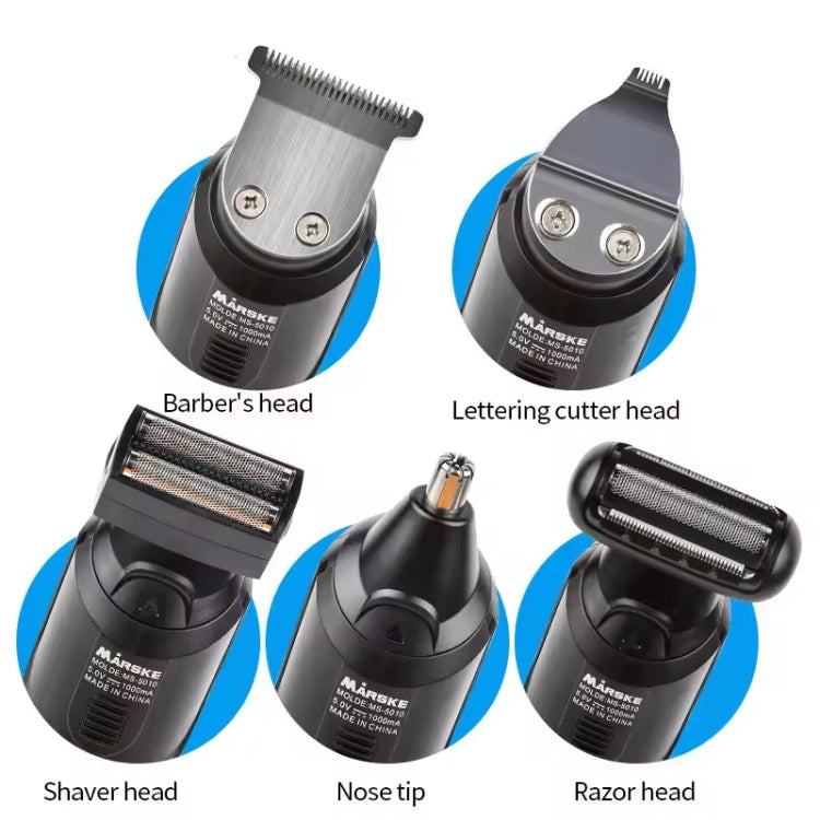 MARSKE MS-5010 Electric Hair Clipper 5 In 1 Multi-function Shaver Rechargeable Styler - USB Without Plug