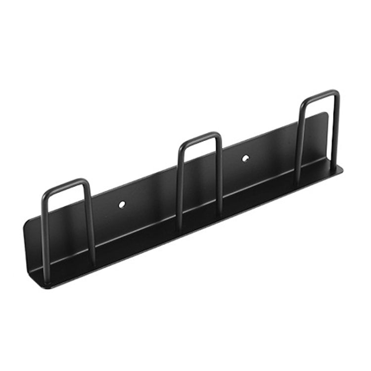 Household Glass Cup Holder Inverted Cup Hanger Bar Free Hole Wall Mounted Drainage Mug Shelf, Color: 3 Position  - Black