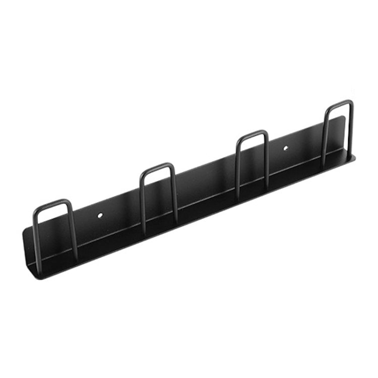 Household Glass Cup Holder Inverted Cup Hanger Bar Free Hole Wall Mounted Drainage Mug Shelf, Color: 4 Position  - Black