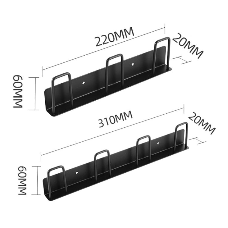 Household Glass Cup Holder Inverted Cup Hanger Bar Free Hole Wall Mounted Drainage Mug Shelf, Color: 4 Position  - Black