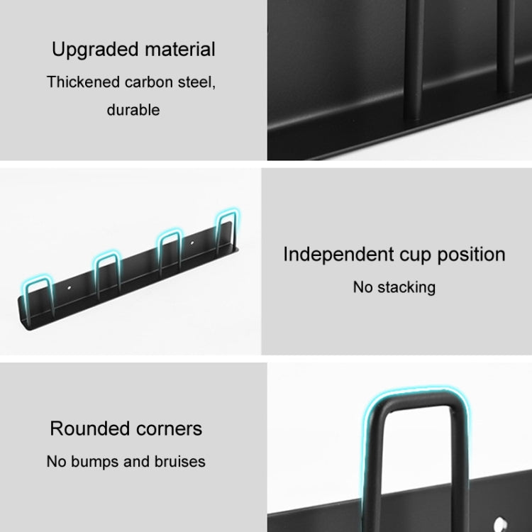 Household Glass Cup Holder Inverted Cup Hanger Bar Free Hole Wall Mounted Drainage Mug Shelf, Color: 3 Position  - White
