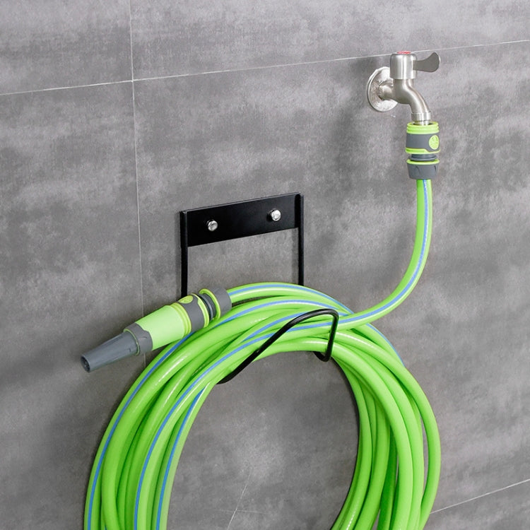 Stainless Steel Hose Storage Holder Garden Home Car Wash Faucet Hose Storage Hook, Model: Round Line  - Black