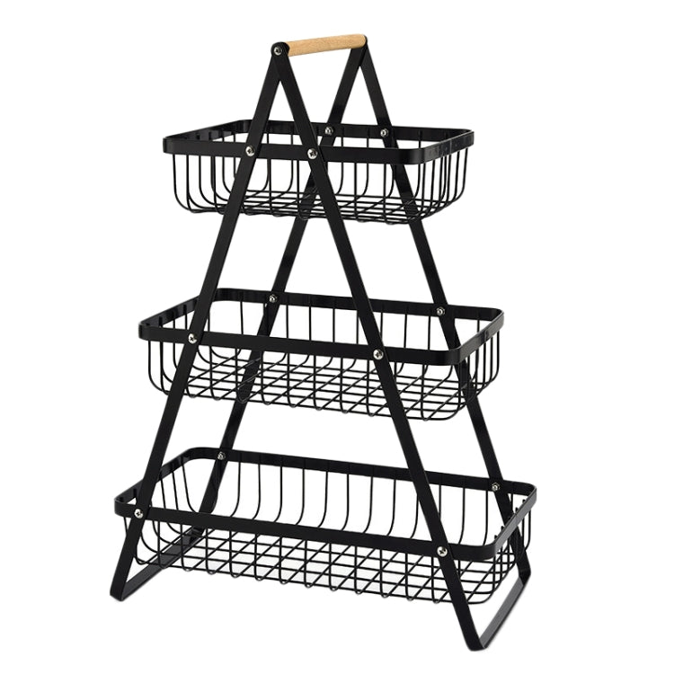 3-Layer Handheld Fruit Basket Removable Living Room Kitchen Bread Snacks Storage Basket, Color: Black