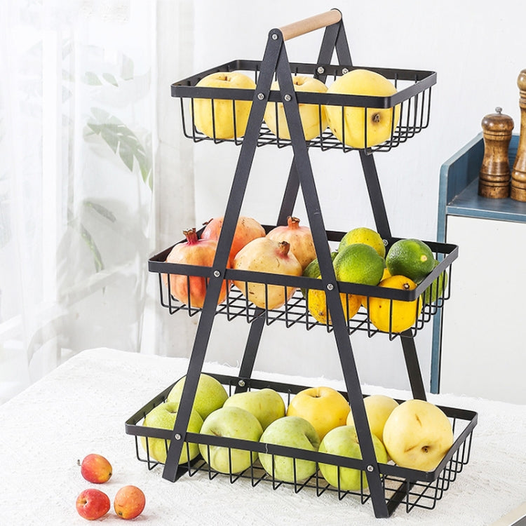 3-Layer Handheld Fruit Basket Removable Living Room Kitchen Bread Snacks Storage Basket, Color: Black