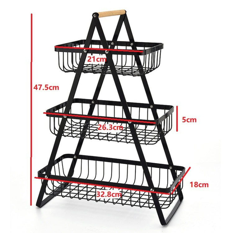 3-Layer Handheld Fruit Basket Removable Living Room Kitchen Bread Snacks Storage Basket, Color: Black