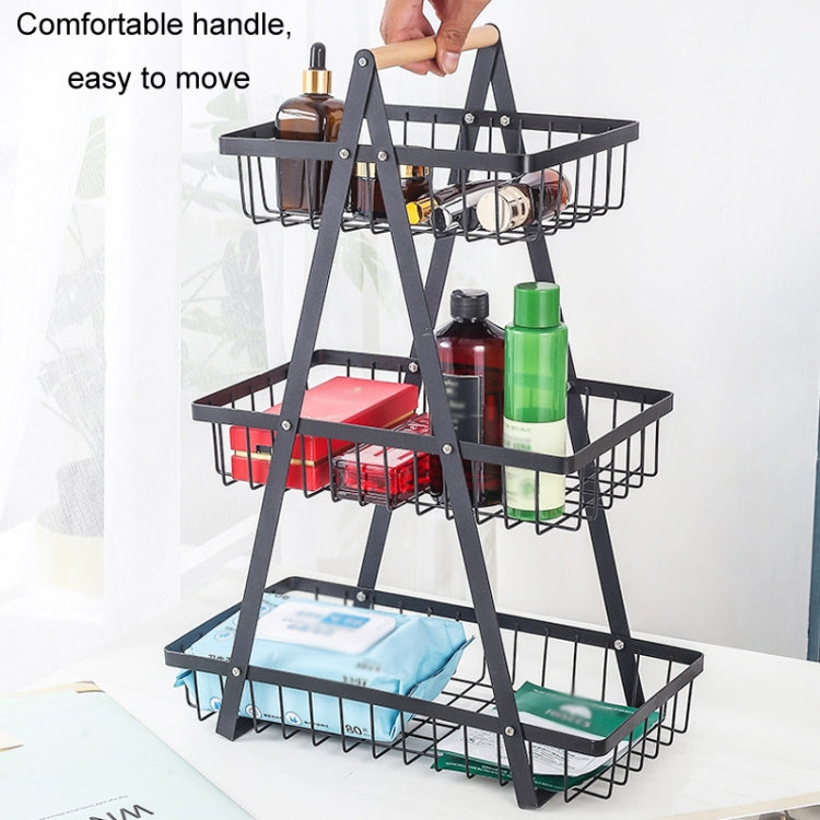 3-Layer Handheld Fruit Basket Removable Living Room Kitchen Bread Snacks Storage Basket, Color: Gray