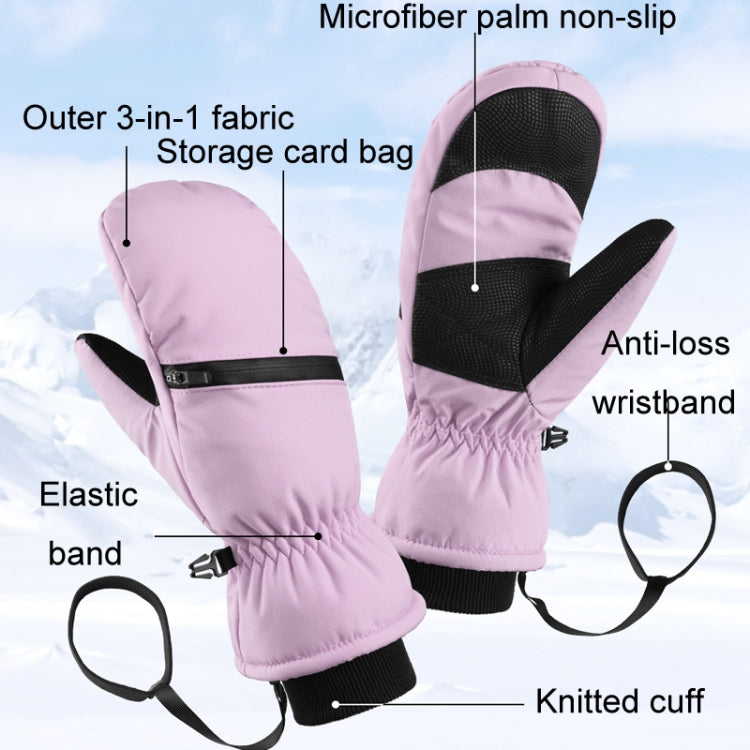 Winter Padded Ski Gloves Outdoor Windproof Warm Sports Gloves, Size: L