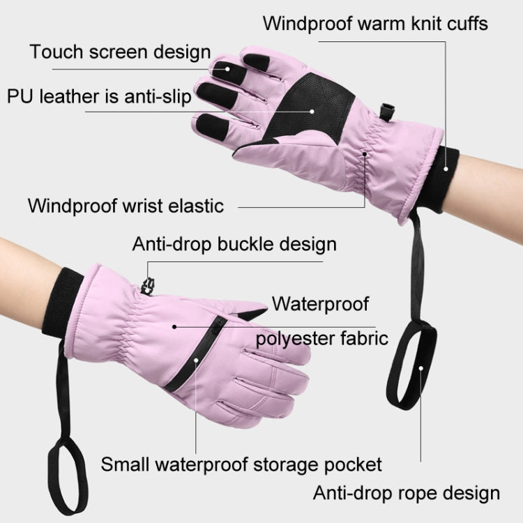 Winter Padded Ski Finger Gloves Outdoor Windproof Warm Sports Gloves, Size: L
