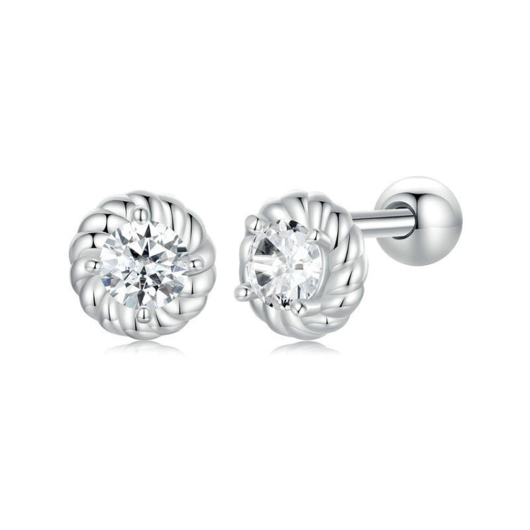 S925 Sterling Silver Threaded Round Moissanite Earrings - MSE053