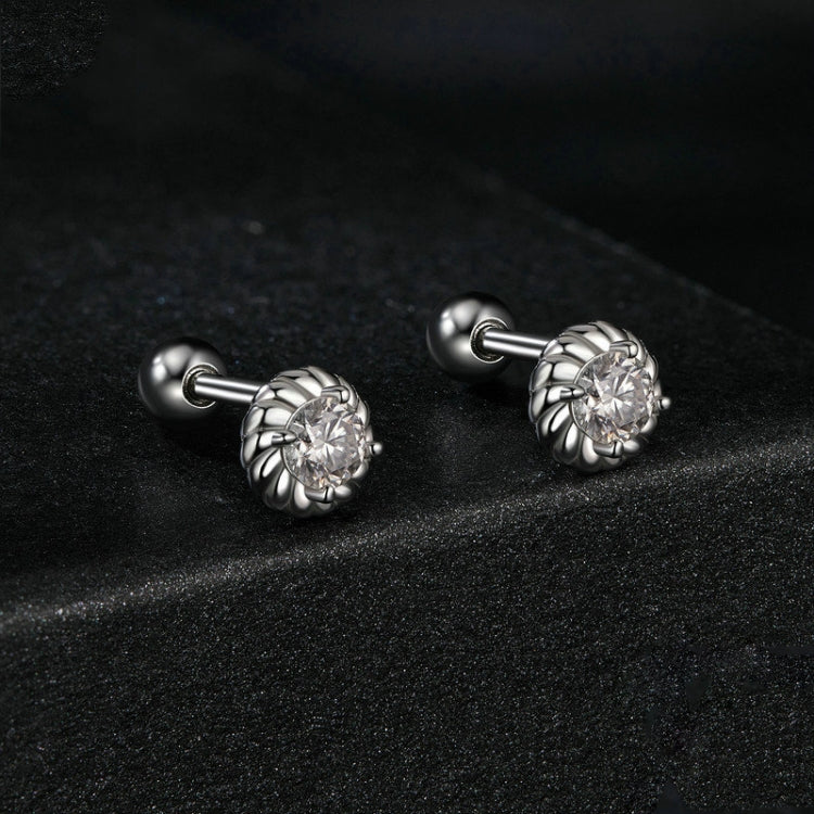 S925 Sterling Silver Threaded Round Moissanite Earrings - MSE053