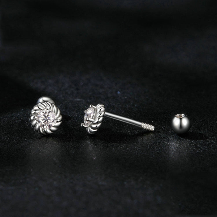 S925 Sterling Silver Threaded Round Moissanite Earrings - MSE053