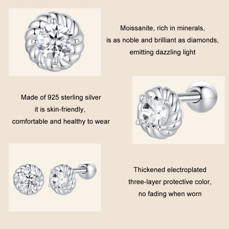S925 Sterling Silver Threaded Round Moissanite Earrings - MSE053