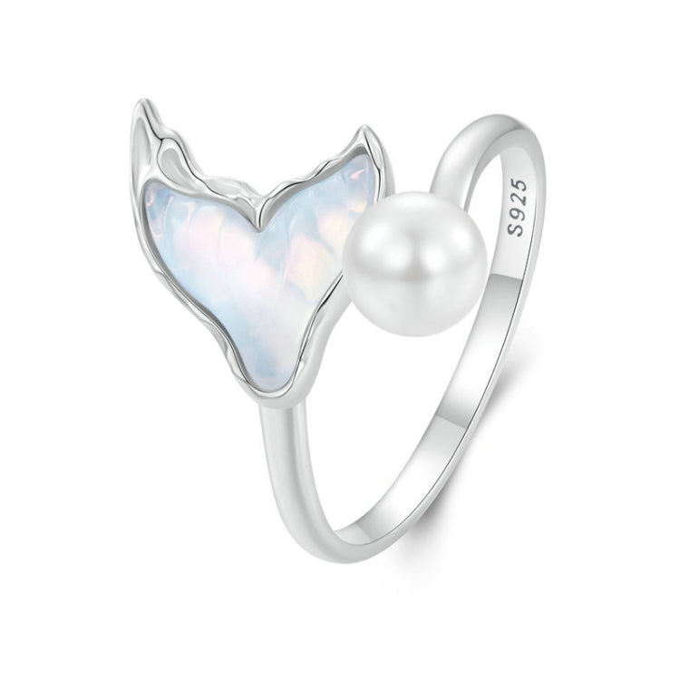S925 Sterling Silver Ocean Style Fantasy Fishtail Open Adjustable Ring - BSR544-E