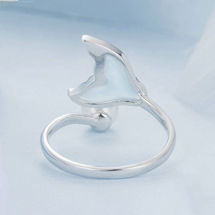 S925 Sterling Silver Ocean Style Fantasy Fishtail Open Adjustable Ring - BSR544-E