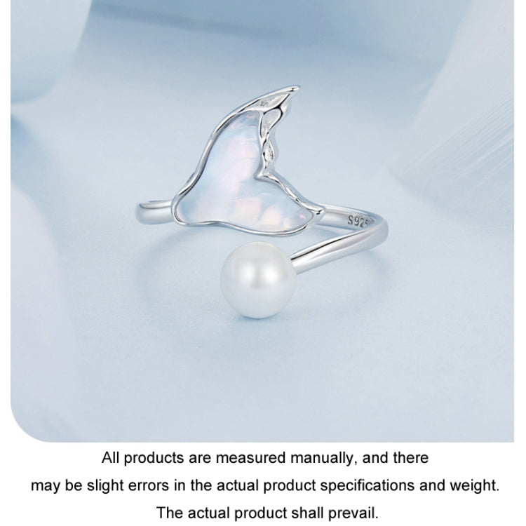 S925 Sterling Silver Ocean Style Fantasy Fishtail Open Adjustable Ring - BSR544-E