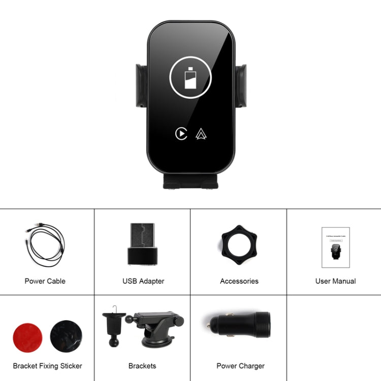 Fast Charging Retractable Recharging Cell Phone Holder With Wireless CarPlay Android Auto Function - Standard