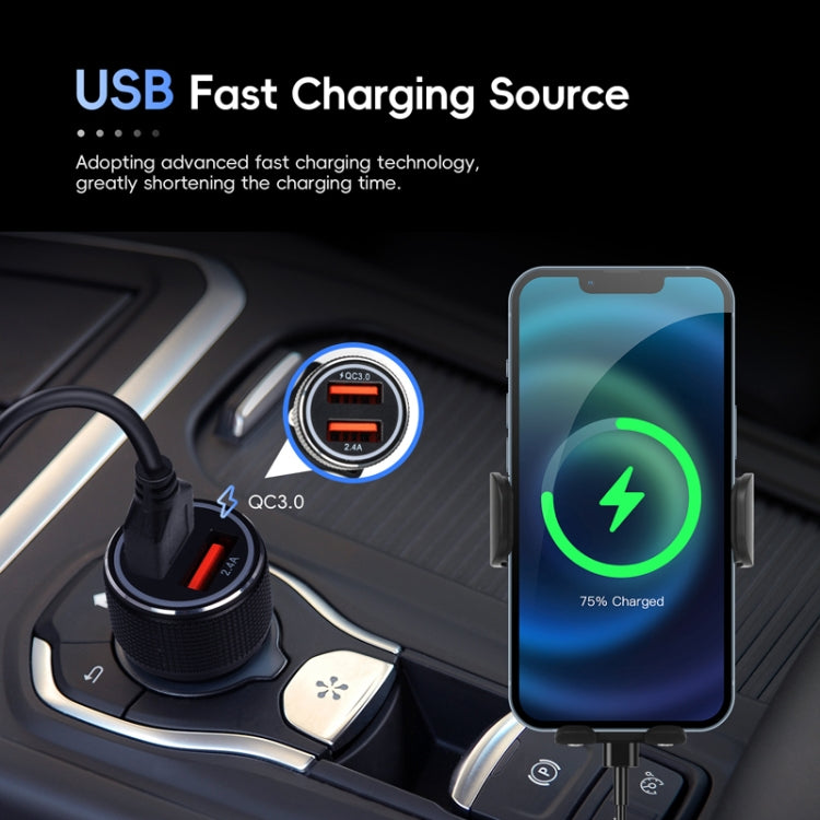 Fast Charging Retractable Recharging Cell Phone Holder With Wireless CarPlay Android Auto Function - Standard