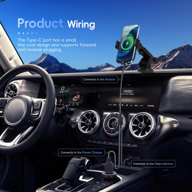 Fast Charging Retractable Recharging Cell Phone Holder With Wireless CarPlay Android Auto Function - Standard