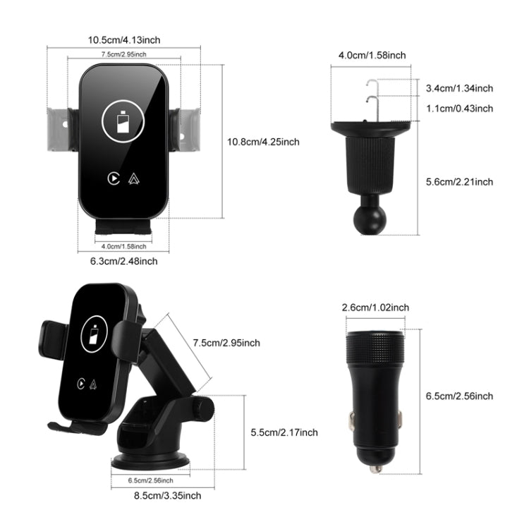 Fast Charging Retractable Recharging Cell Phone Holder With Wireless CarPlay Android Auto Function - Standard