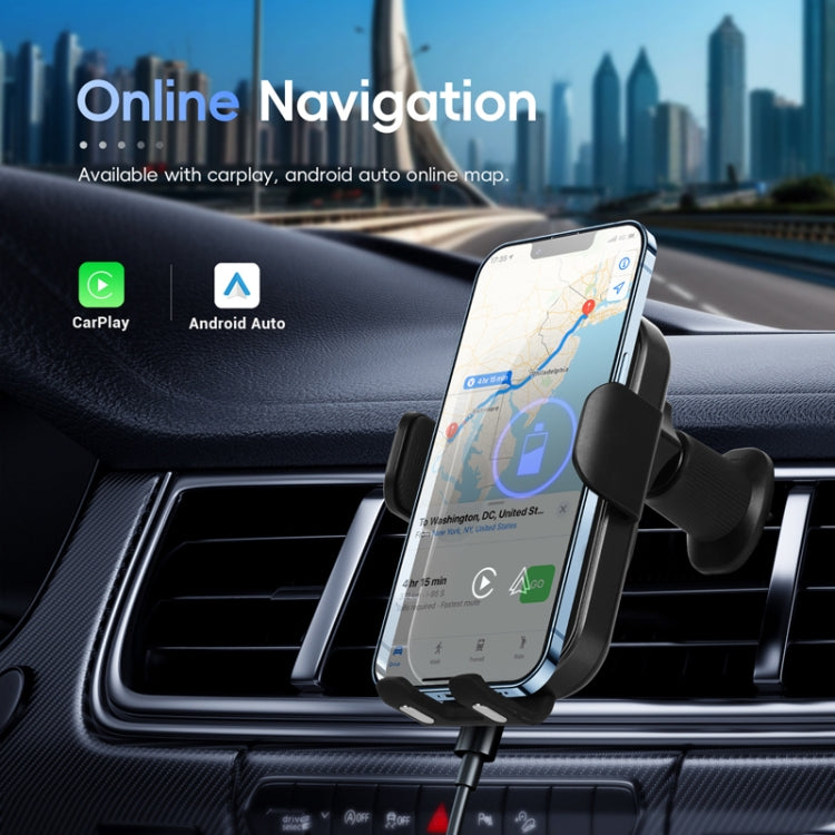 Fast Charging Retractable Recharging Cell Phone Holder With Wireless CarPlay Android Auto Function - Standard