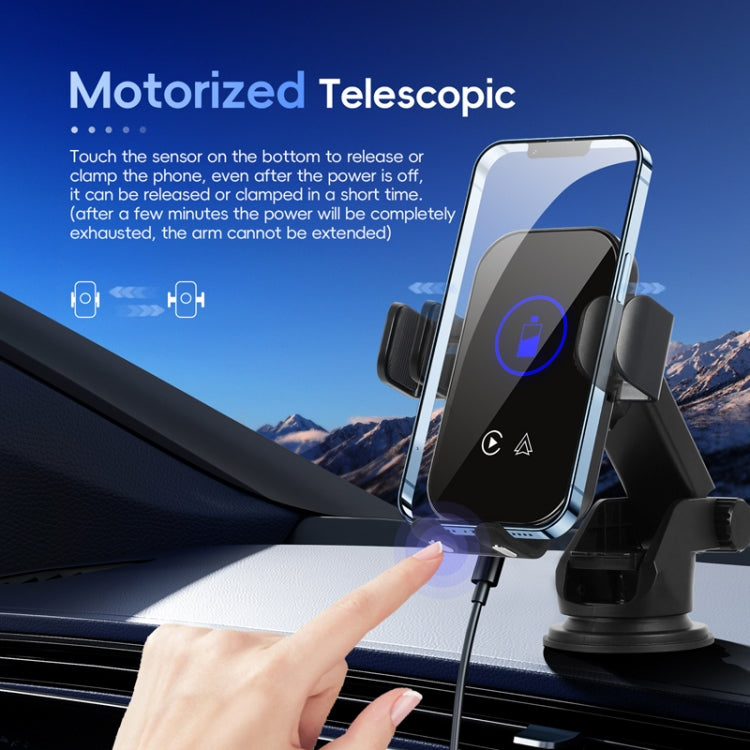 Fast Charging Retractable Recharging Cell Phone Holder With Wireless CarPlay Android Auto Function - Standard
