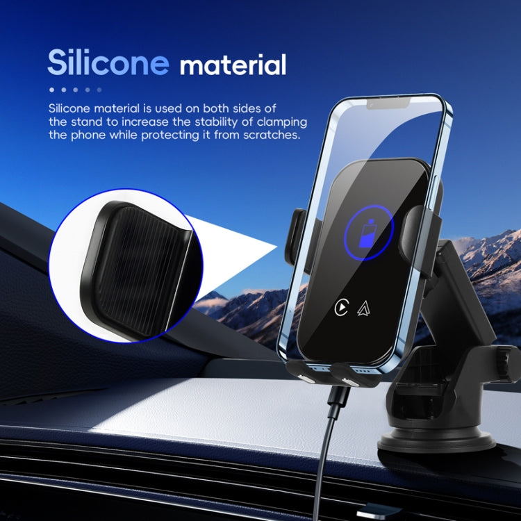 Fast Charging Retractable Recharging Cell Phone Holder With Wireless CarPlay Android Auto Function - Standard