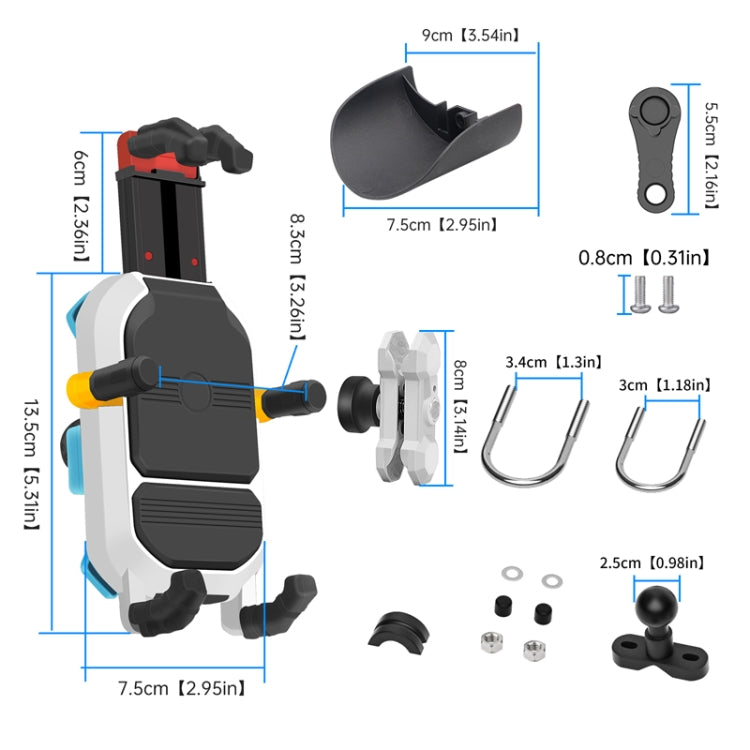 Colorful Motorcycle Shock-absorbing Navigation Mobile Phone Holder - Handlebar Model