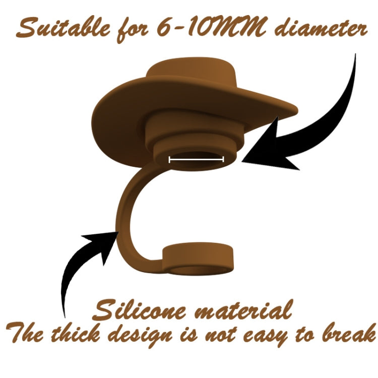 4pcs /Set Silicone Straw Cap 6-10mm Universal Size Dust Plugs, Style: Vintage Hat Black