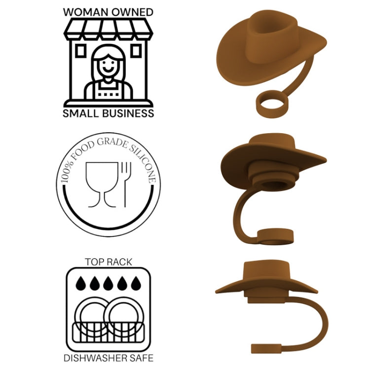 4pcs /Set Silicone Straw Cap 6-10mm Universal Size Dust Plugs, Style: Cowboy Hat Black
