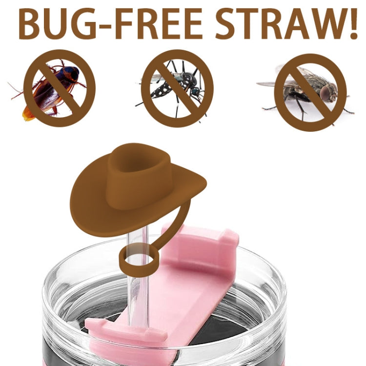 4pcs /Set Silicone Straw Cap 6-10mm Universal Size Dust Plugs, Style: Cowboy Hat Rose Red