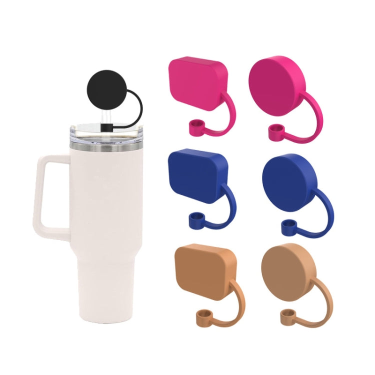 Silicone Straw Cap 6-10mm Mark Cup Straws Dust Cover, Style: Square Blue