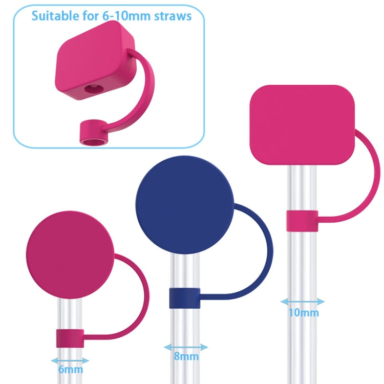 Silicone Straw Cap 6-10mm Mark Cup Straws Dust Cover, Style: Square Blue