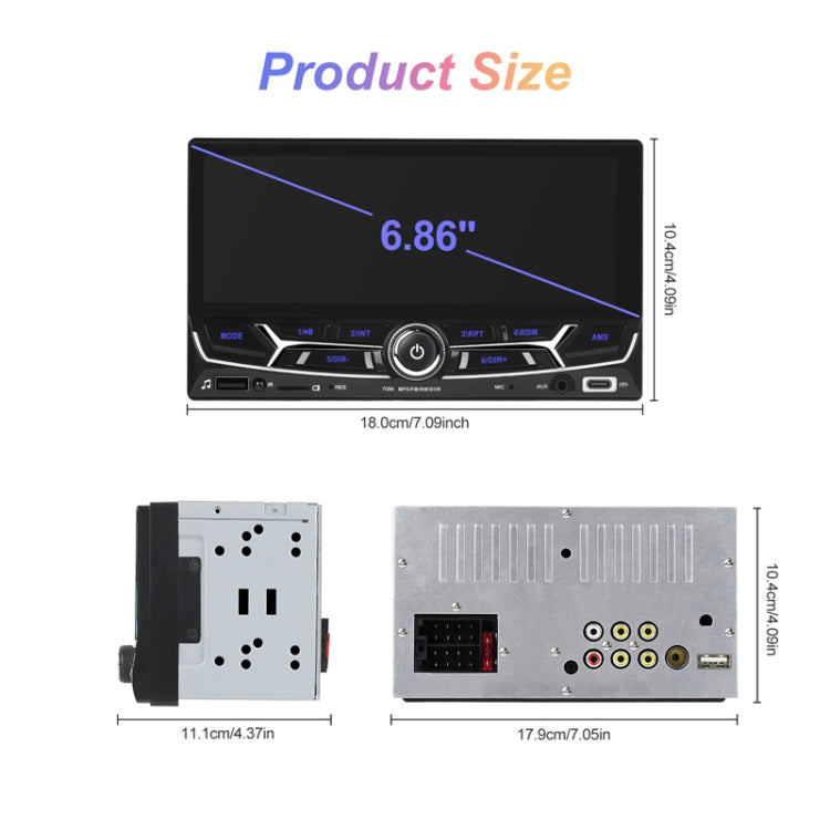 6.86inch Dual Butt Button Knob Player MP5 With Backup Camera Function / Bluetooth / CarPlay - Standard