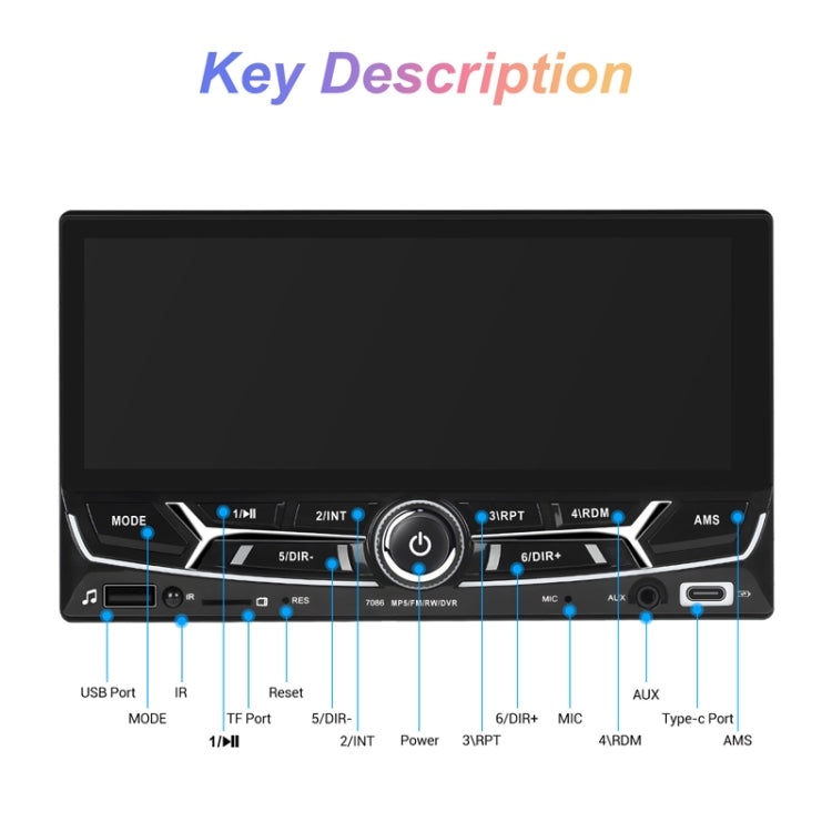 6.86inch Dual Butt Button Knob Player MP5 With Backup Camera Function / Bluetooth / CarPlay - Standard